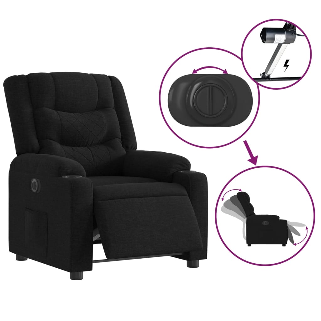 Fauteuil verstelbaar elektrisch stof zwart is nu te koop bij PeponiXL, paradijselijk wonen!