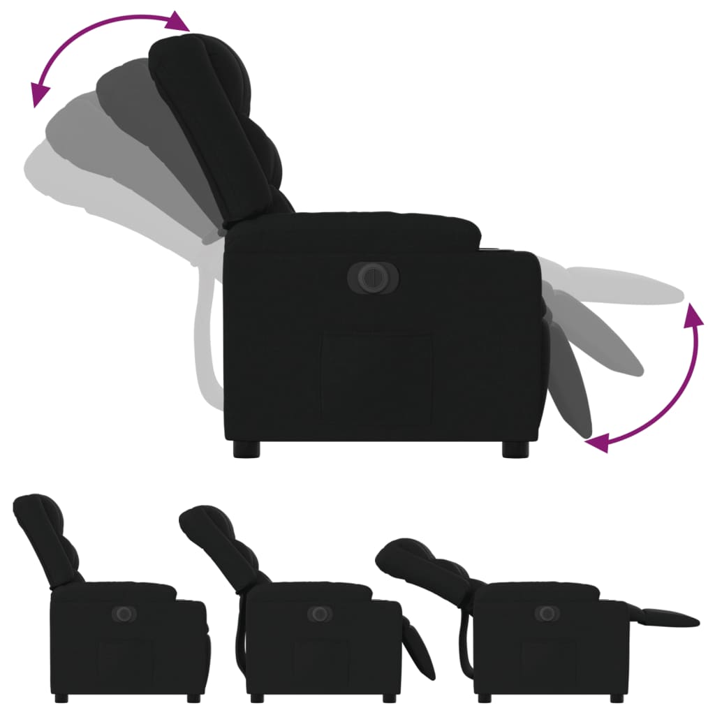 Fauteuil verstelbaar elektrisch stof zwart is nu te koop bij PeponiXL, paradijselijk wonen!
