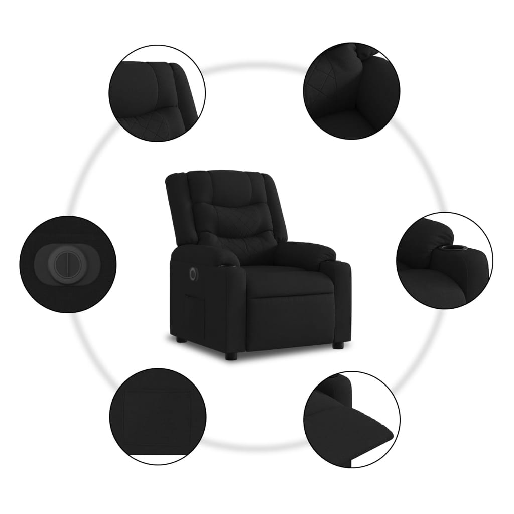 Fauteuil verstelbaar elektrisch stof zwart is nu te koop bij PeponiXL, paradijselijk wonen!