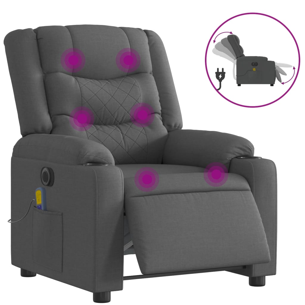 Massagestoel elektrisch verstelbaar stof donkergrijs is nu te koop bij PeponiXL, paradijselijk wonen!