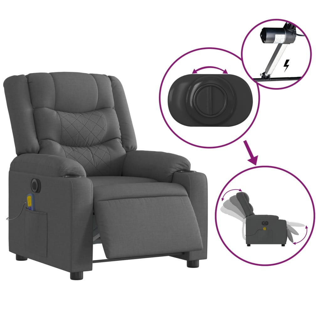 Massagestoel elektrisch verstelbaar stof donkergrijs is nu te koop bij PeponiXL, paradijselijk wonen!