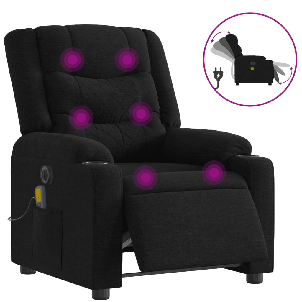 Massagestoel elektrisch verstelbaar stof zwart is nu te koop bij PeponiXL, paradijselijk wonen!