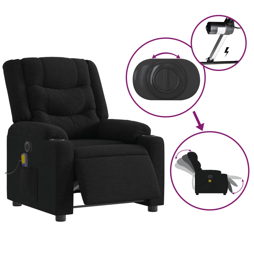 Massagestoel elektrisch verstelbaar stof zwart is nu te koop bij PeponiXL, paradijselijk wonen!