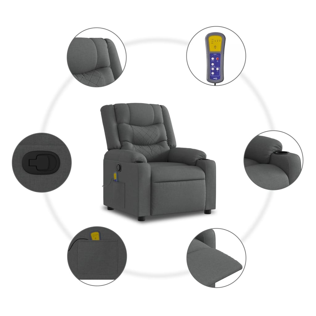 Sta-op-massagestoel verstelbaar stof donkergrijs is nu te koop bij PeponiXL, paradijselijk wonen!