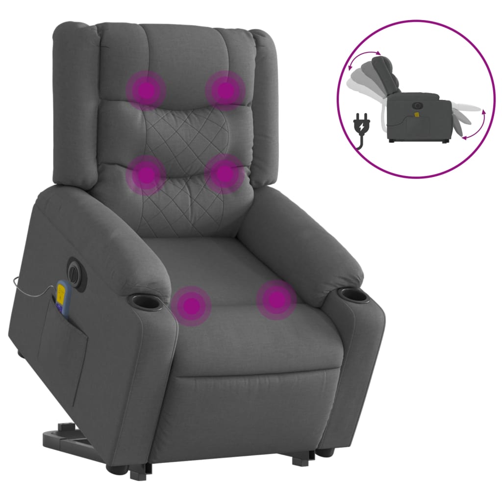 Sta-op-massagestoel elektrisch verstelbaar stof donkergrijs is nu te koop bij PeponiXL, paradijselijk wonen!