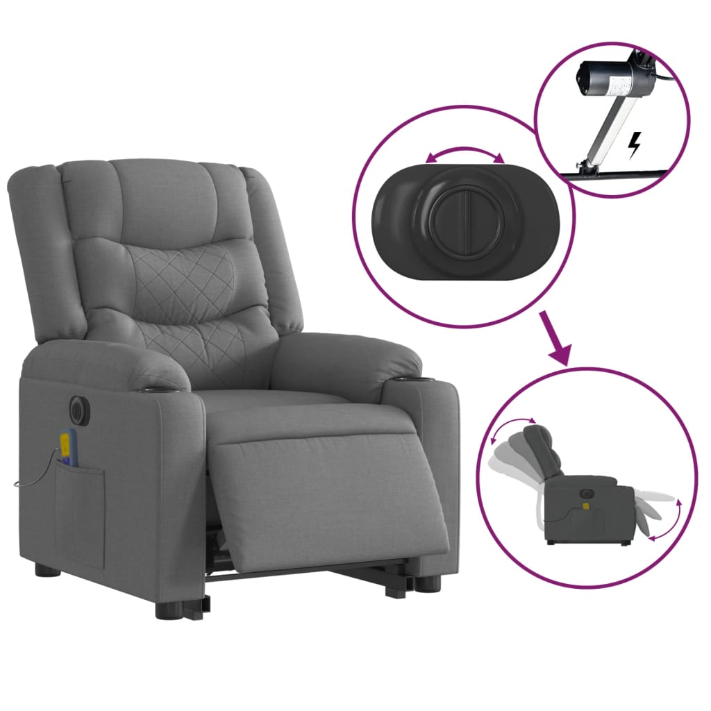 Sta-op-massagestoel elektrisch verstelbaar stof donkergrijs is nu te koop bij PeponiXL, paradijselijk wonen!