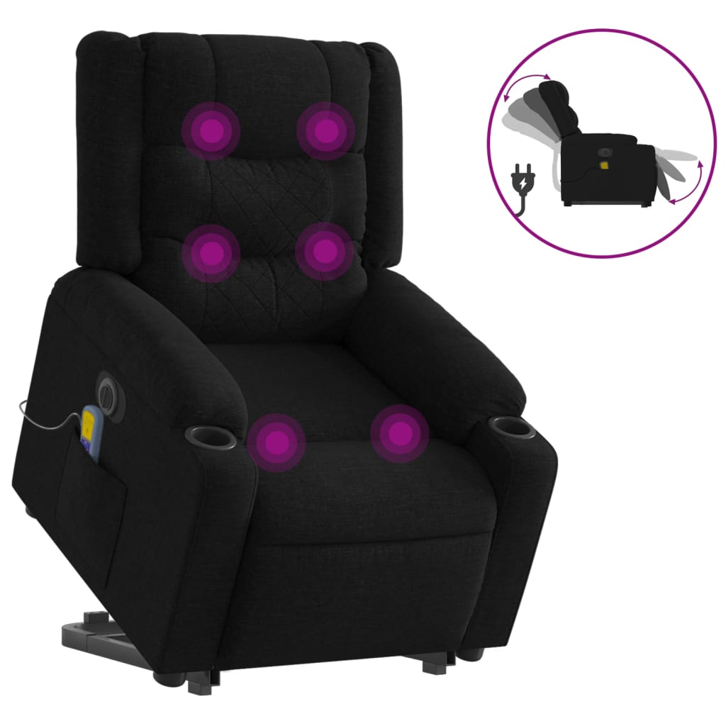 Sta-op-massagestoel elektrisch verstelbaar stof zwart is nu te koop bij PeponiXL, paradijselijk wonen!