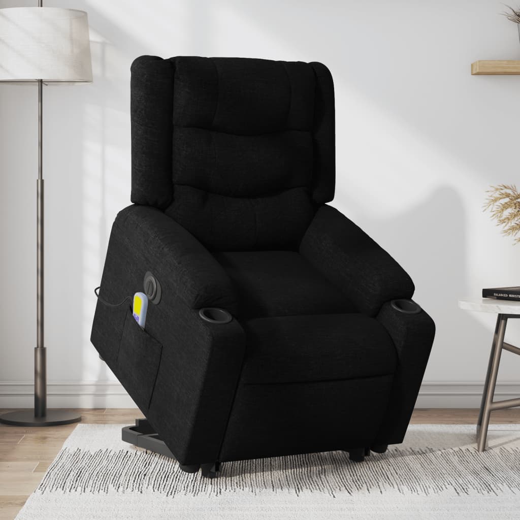 Sta-op-massagestoel elektrisch verstelbaar stof zwart is nu te koop bij PeponiXL, paradijselijk wonen!