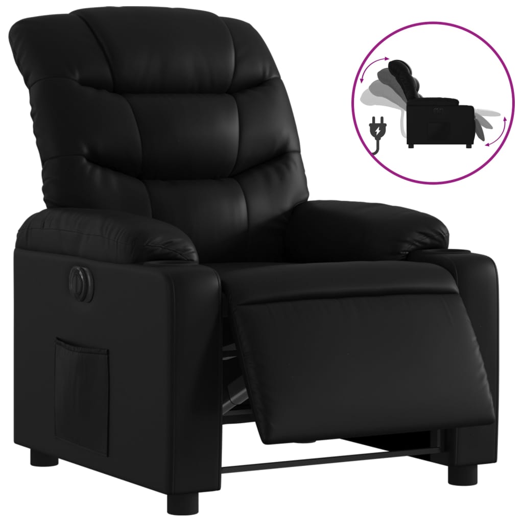 Fauteuil elektrisch verstelbaar kunstleer zwart is nu te koop bij PeponiXL, paradijselijk wonen!