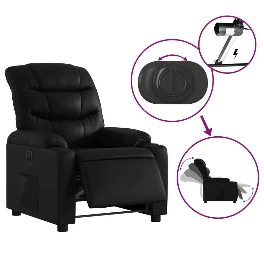 Fauteuil elektrisch verstelbaar kunstleer zwart is nu te koop bij PeponiXL, paradijselijk wonen!