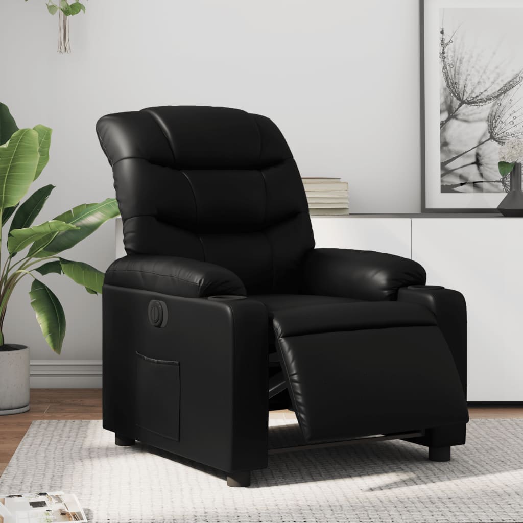 Fauteuil elektrisch verstelbaar kunstleer zwart is nu te koop bij PeponiXL, paradijselijk wonen!