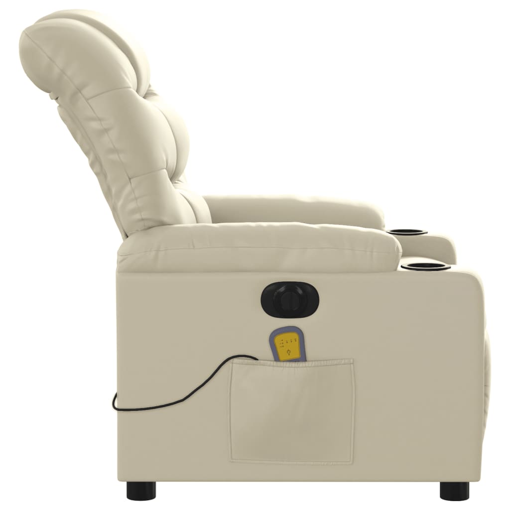 Massagestoel verstelbaar elektrisch kunstleer crèmekleurig is nu te koop bij PeponiXL, paradijselijk wonen!