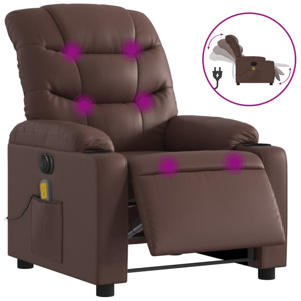 Massagestoel verstelbaar elektrisch kunstleer bruin is nu te koop bij PeponiXL, paradijselijk wonen!