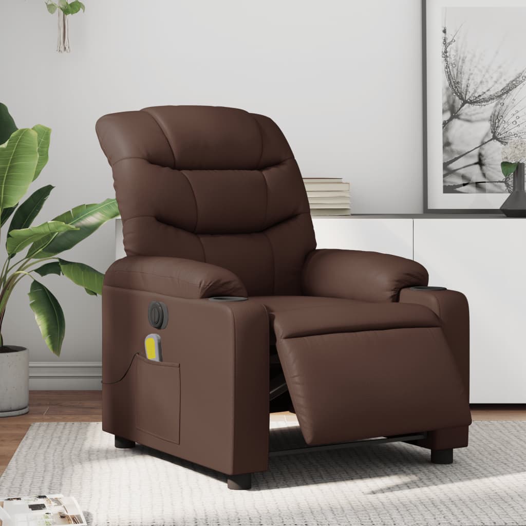Massagestoel verstelbaar elektrisch kunstleer bruin is nu te koop bij PeponiXL, paradijselijk wonen!