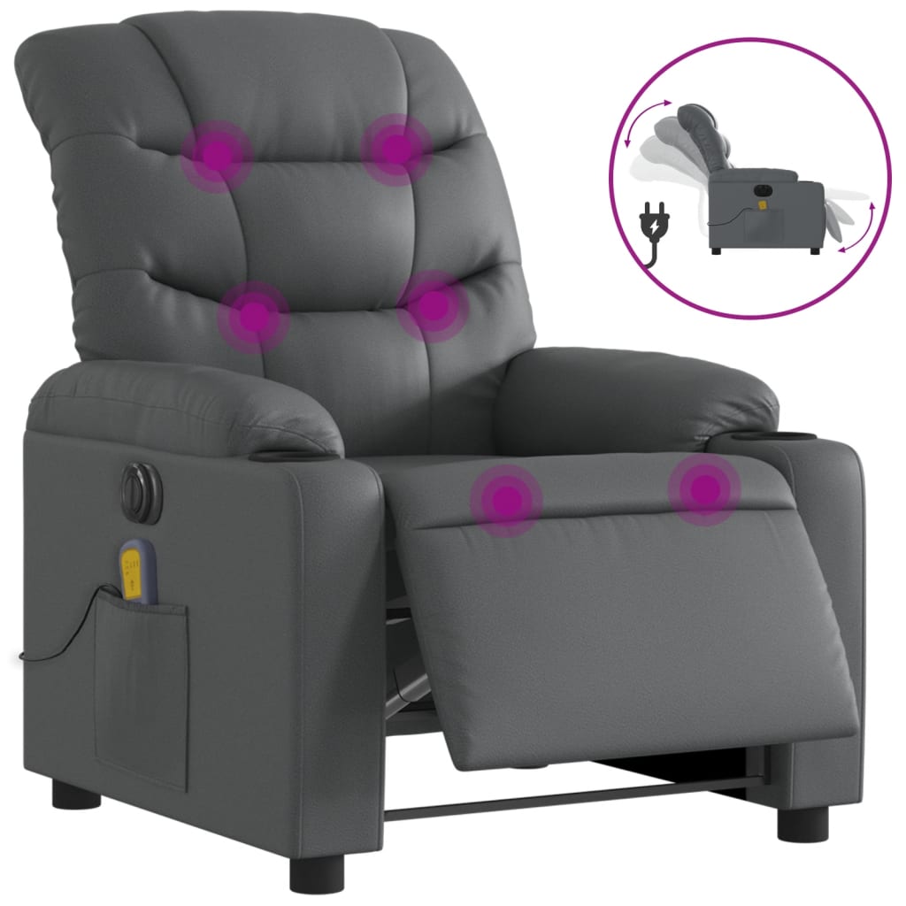 Massagestoel verstelbaar elektrisch kunstleer grijs is nu te koop bij PeponiXL, paradijselijk wonen!