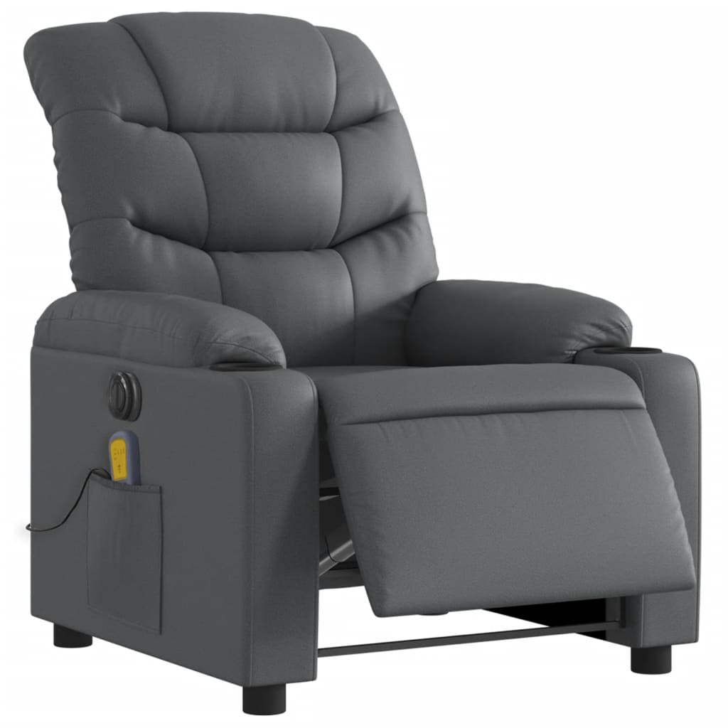 Massagestoel verstelbaar elektrisch kunstleer grijs is nu te koop bij PeponiXL, paradijselijk wonen!