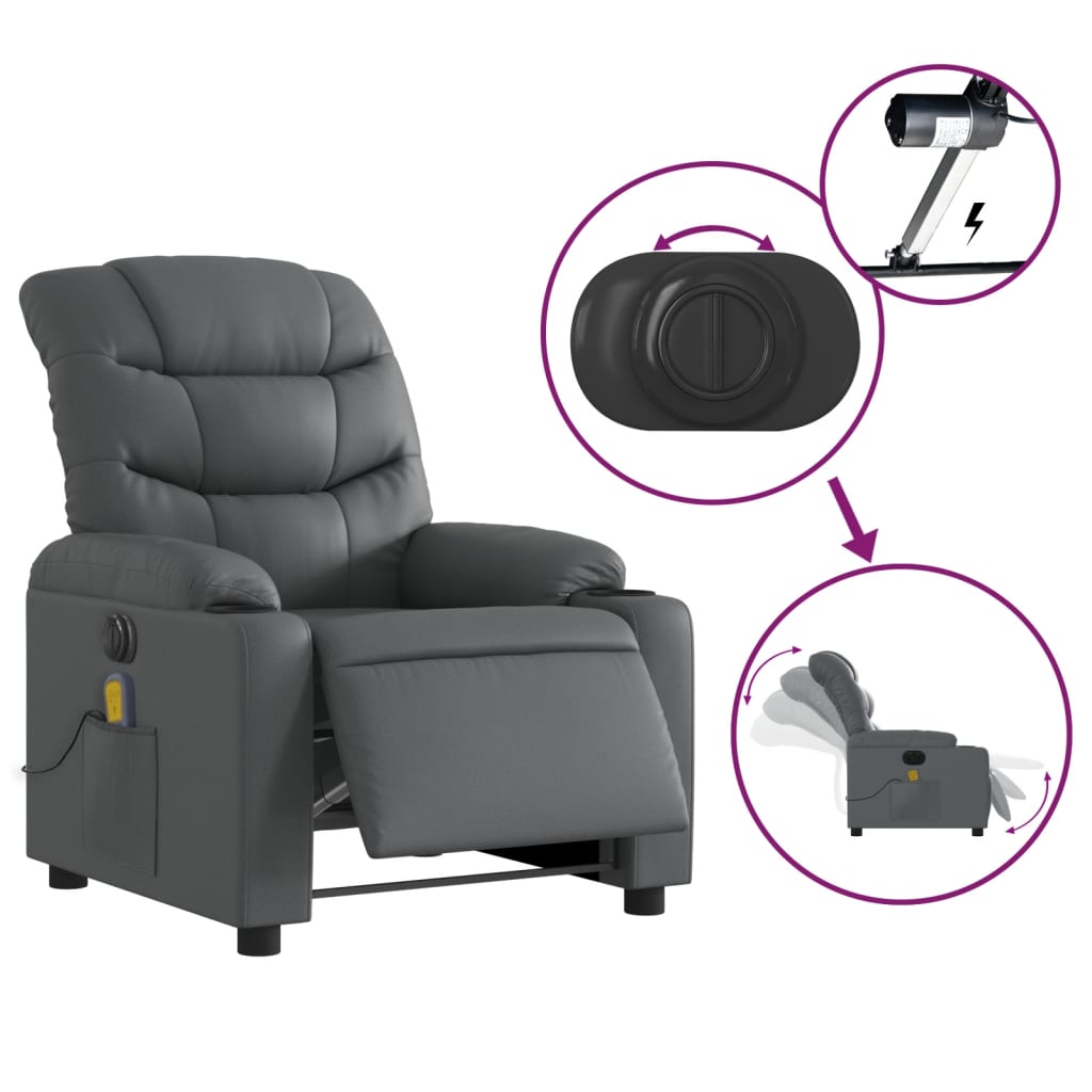 Massagestoel verstelbaar elektrisch kunstleer grijs is nu te koop bij PeponiXL, paradijselijk wonen!