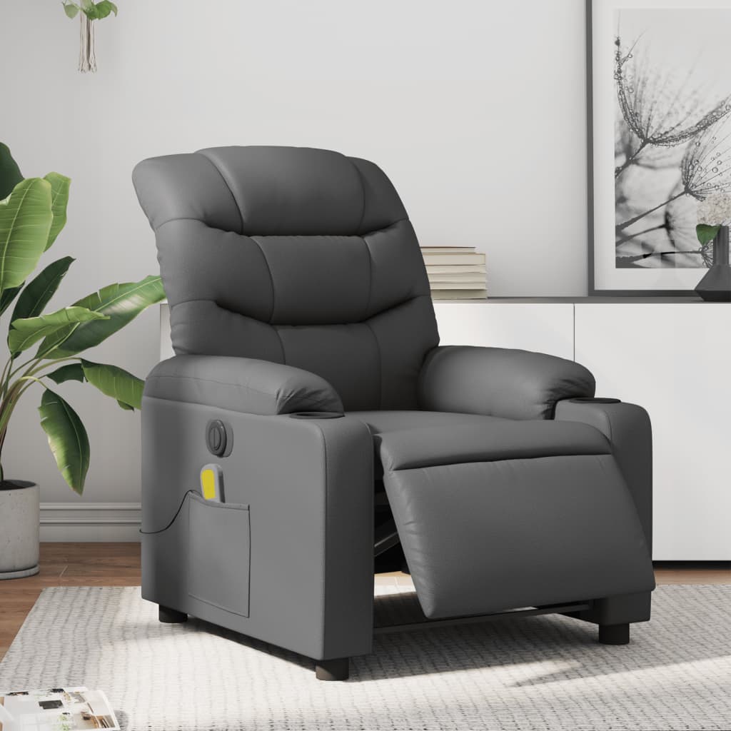 Massagestoel verstelbaar elektrisch kunstleer grijs is nu te koop bij PeponiXL, paradijselijk wonen!