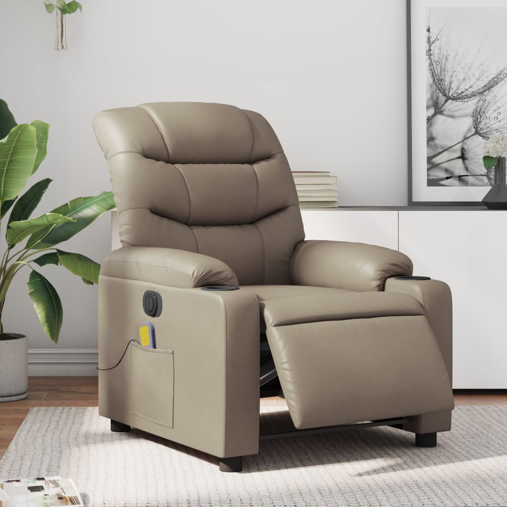 Massagestoel verstelbaar elektrisch kunstleer cappuccinokleurig is nu te koop bij PeponiXL, paradijselijk wonen!