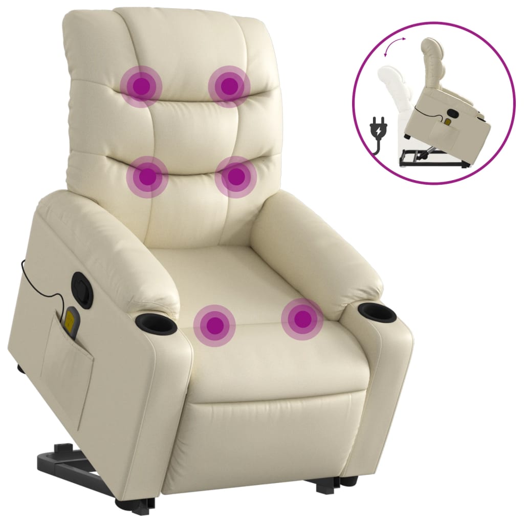 Sta-op-massagestoel verstelbaar kunstleer crèmekleurig is nu te koop bij PeponiXL, paradijselijk wonen!
