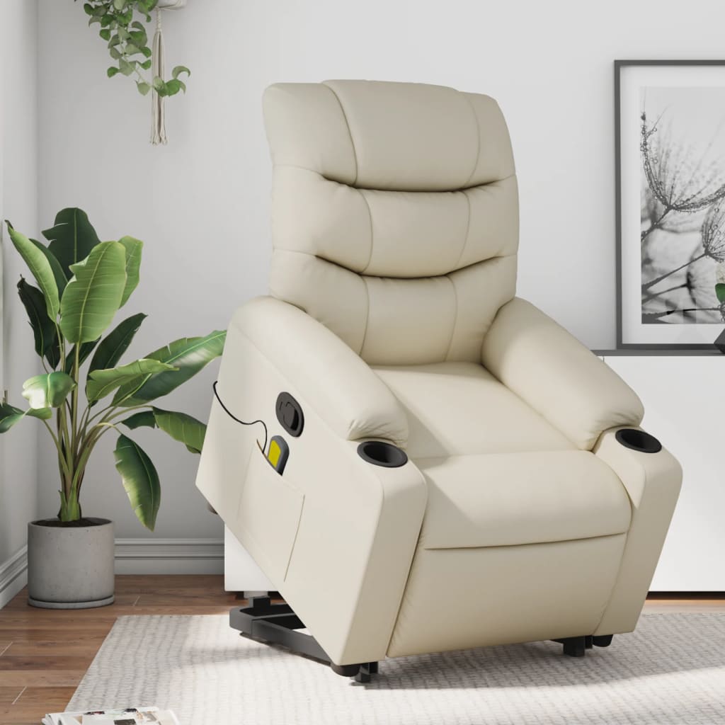 Sta-op-massagestoel verstelbaar kunstleer crèmekleurig is nu te koop bij PeponiXL, paradijselijk wonen!