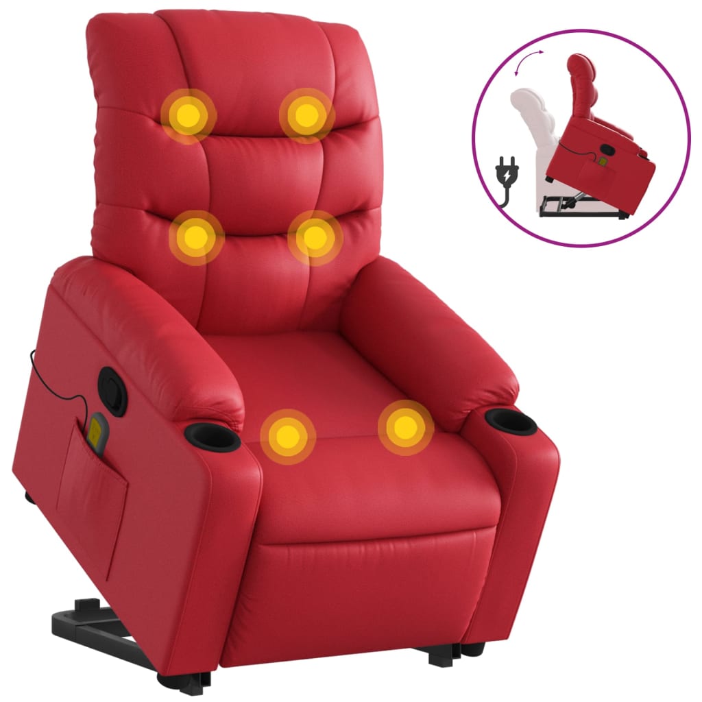 Sta-op-massagestoel verstelbaar kunstleer rood is nu te koop bij PeponiXL, paradijselijk wonen!