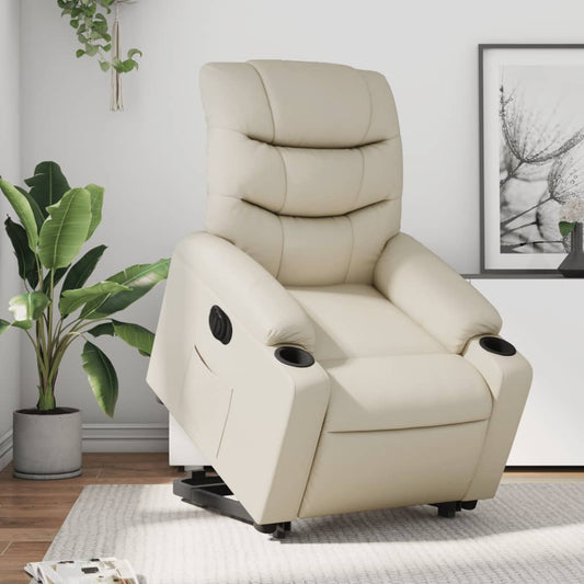 Sta-op-stoel elektrisch kunstleer crèmekleurig is nu te koop bij PeponiXL, paradijselijk wonen!