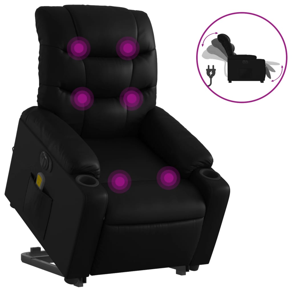 Sta-op-massagestoel elektrisch kunstleer zwart is nu te koop bij PeponiXL, paradijselijk wonen!