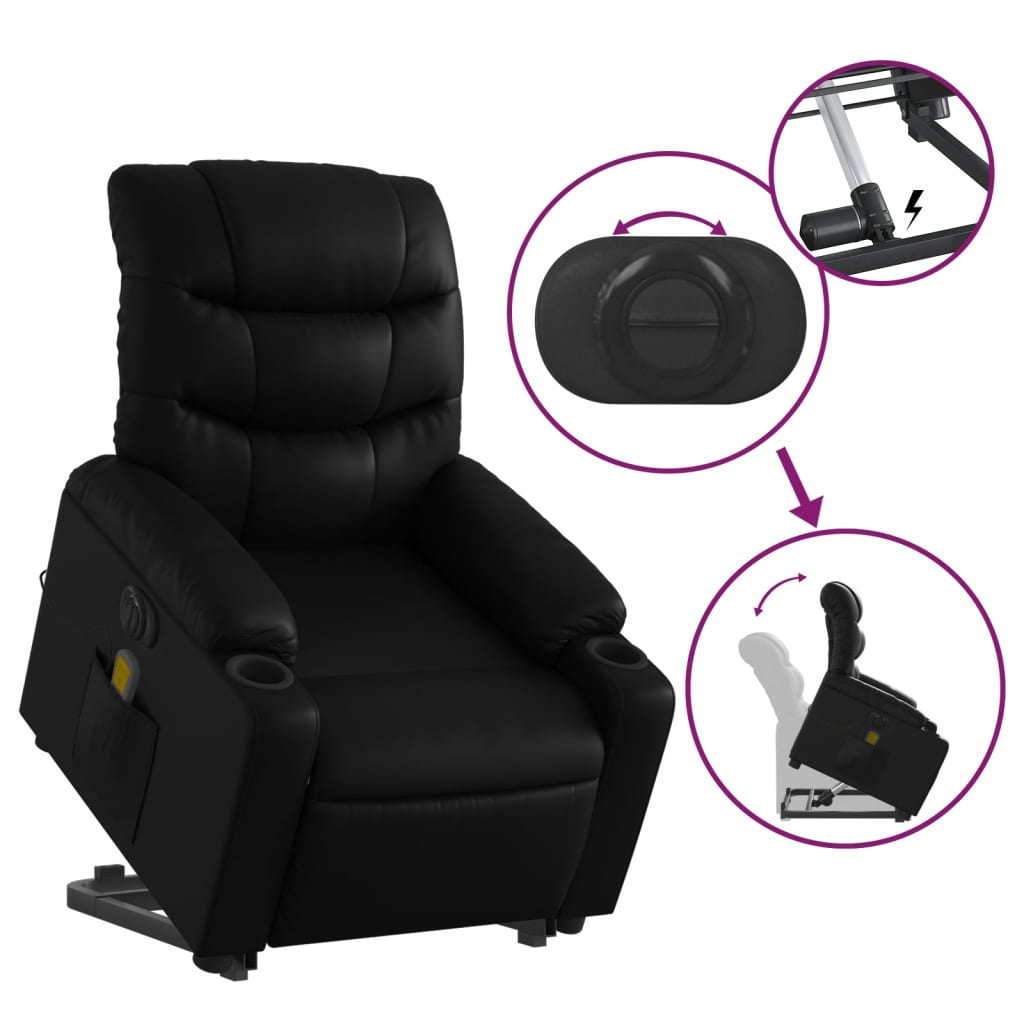 Sta-op-massagestoel elektrisch kunstleer zwart is nu te koop bij PeponiXL, paradijselijk wonen!