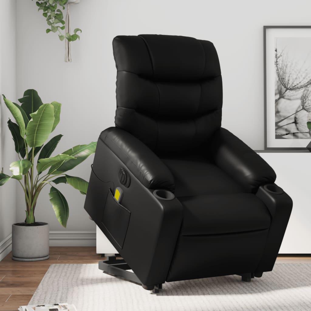 Sta-op-massagestoel elektrisch kunstleer zwart is nu te koop bij PeponiXL, paradijselijk wonen!