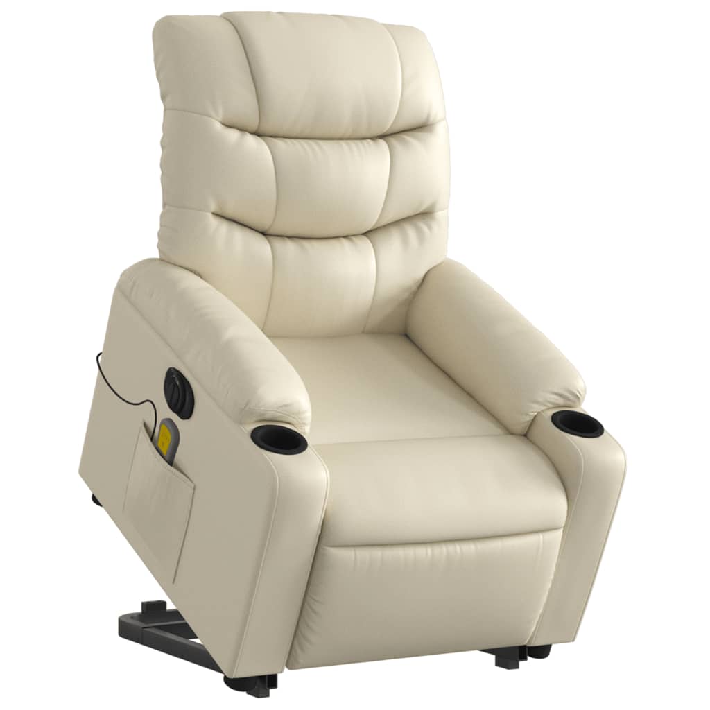 Sta-op-massagestoel elektrisch kunstleer crèmekleurig is nu te koop bij PeponiXL, paradijselijk wonen!