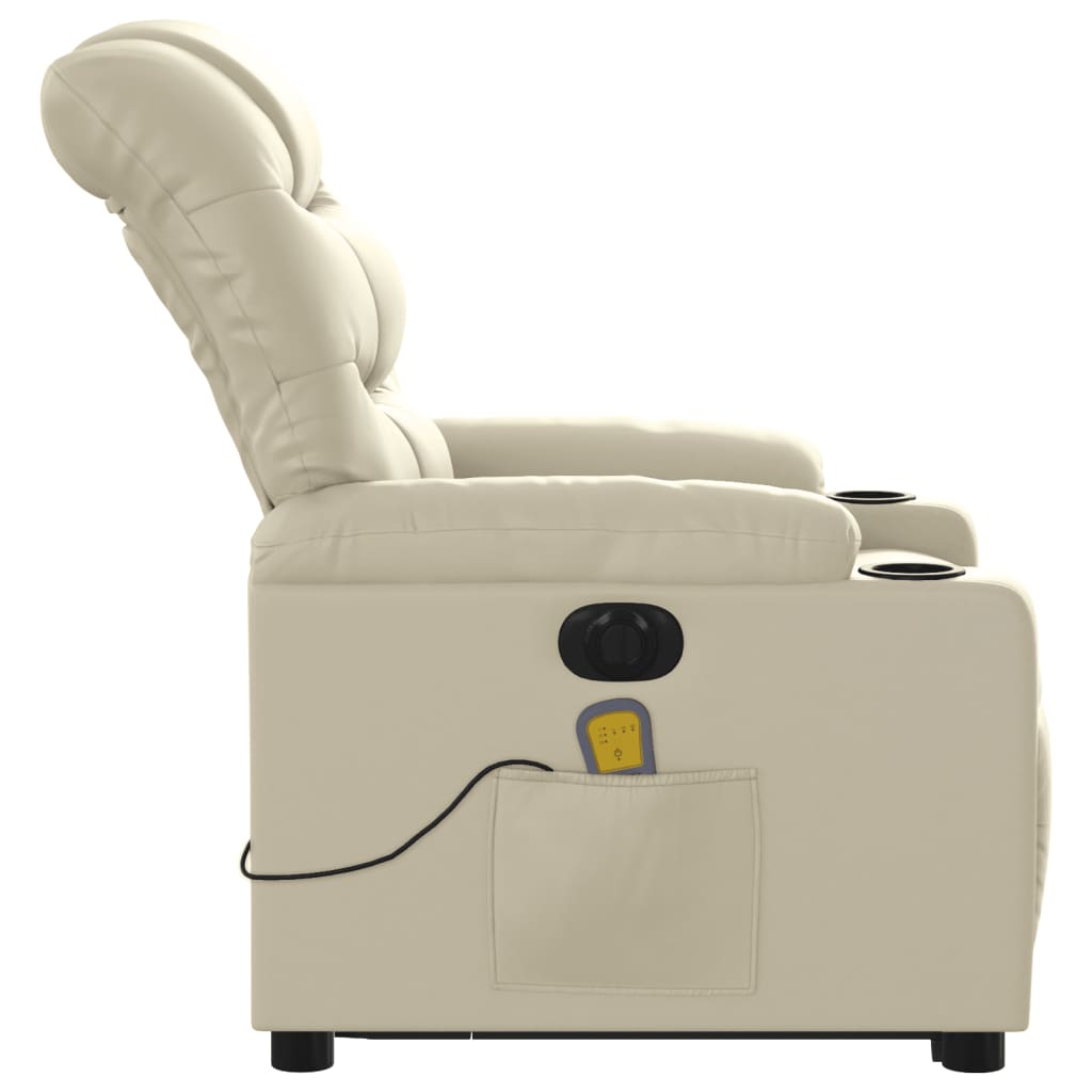 Sta-op-massagestoel elektrisch kunstleer crèmekleurig is nu te koop bij PeponiXL, paradijselijk wonen!