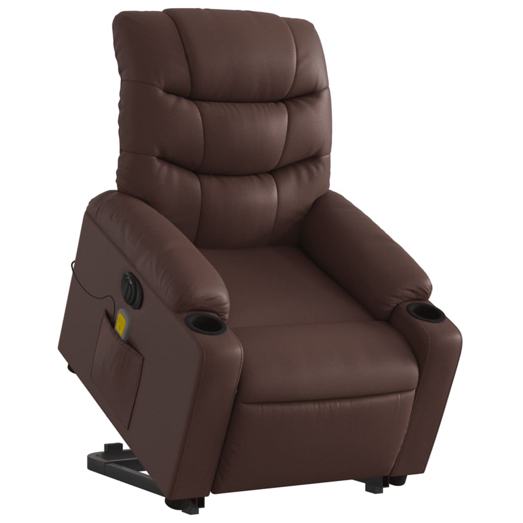 Sta-op-massagestoel elektrisch kunstleer bruin is nu te koop bij PeponiXL, paradijselijk wonen!