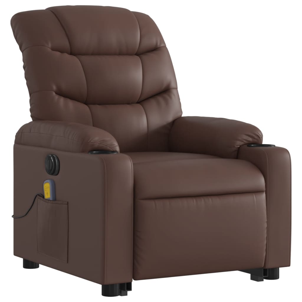 Sta-op-massagestoel elektrisch kunstleer bruin is nu te koop bij PeponiXL, paradijselijk wonen!