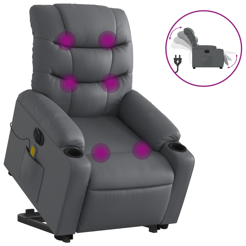 Sta-op-massagestoel elektrisch kunstleer grijs is nu te koop bij PeponiXL, paradijselijk wonen!