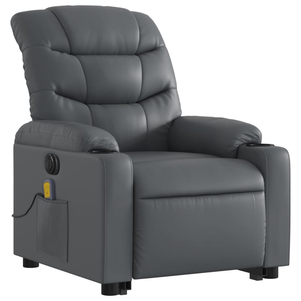 Sta-op-massagestoel elektrisch kunstleer grijs is nu te koop bij PeponiXL, paradijselijk wonen!