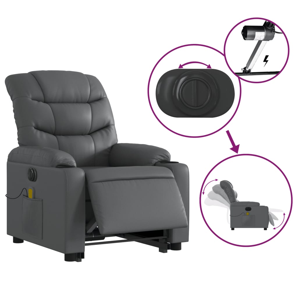 Sta-op-massagestoel elektrisch kunstleer grijs is nu te koop bij PeponiXL, paradijselijk wonen!