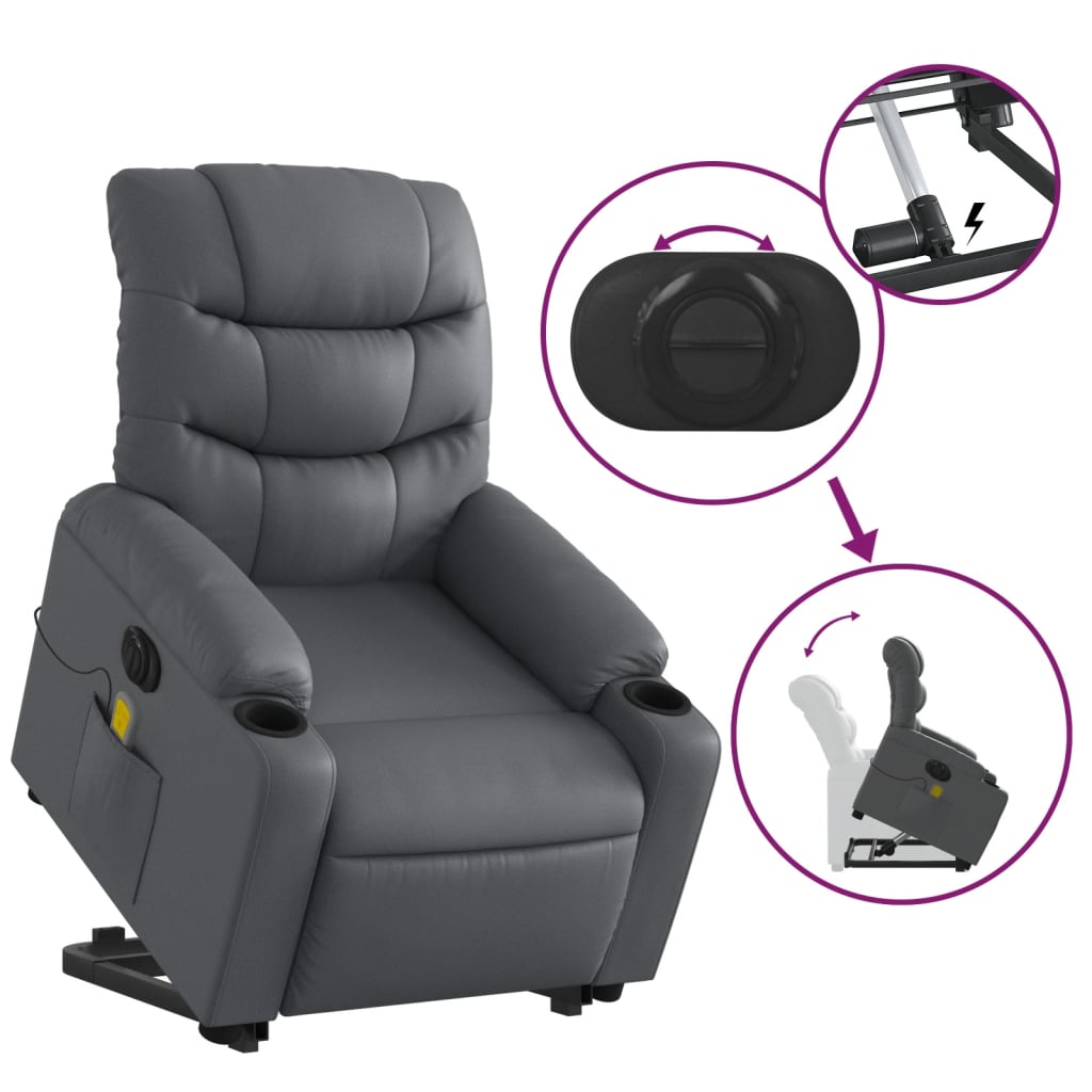 Sta-op-massagestoel elektrisch kunstleer grijs is nu te koop bij PeponiXL, paradijselijk wonen!