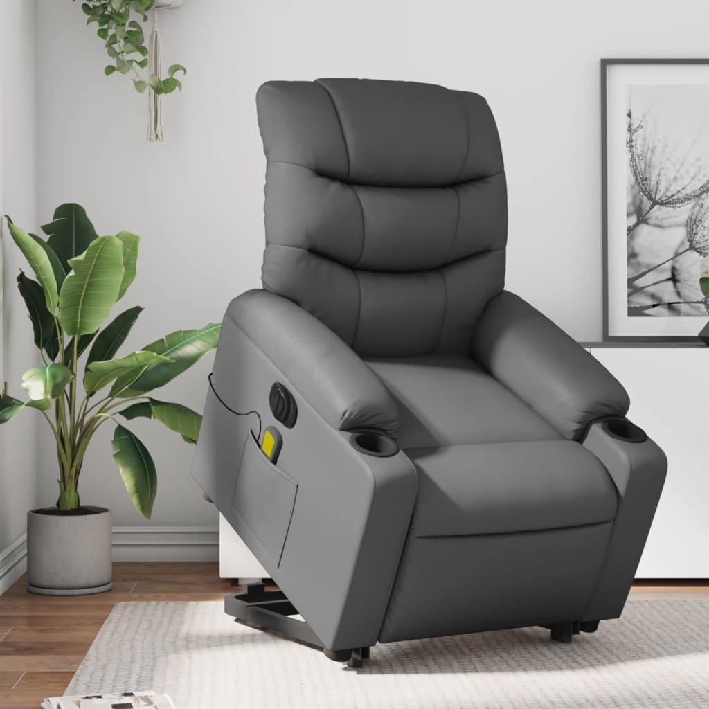 Sta-op-massagestoel elektrisch kunstleer grijs is nu te koop bij PeponiXL, paradijselijk wonen!