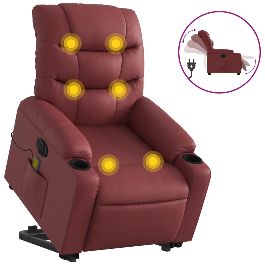 Sta-op-massagestoel elektrisch kunstleer wijnrood is nu te koop bij PeponiXL, paradijselijk wonen!