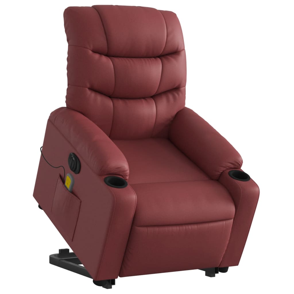 Sta-op-massagestoel elektrisch kunstleer wijnrood is nu te koop bij PeponiXL, paradijselijk wonen!