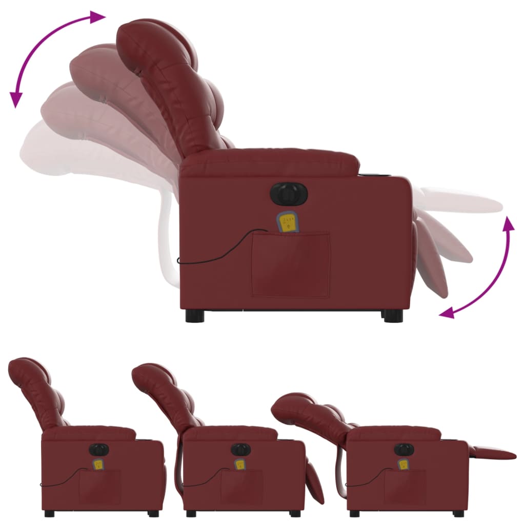 Sta-op-massagestoel elektrisch kunstleer wijnrood is nu te koop bij PeponiXL, paradijselijk wonen!