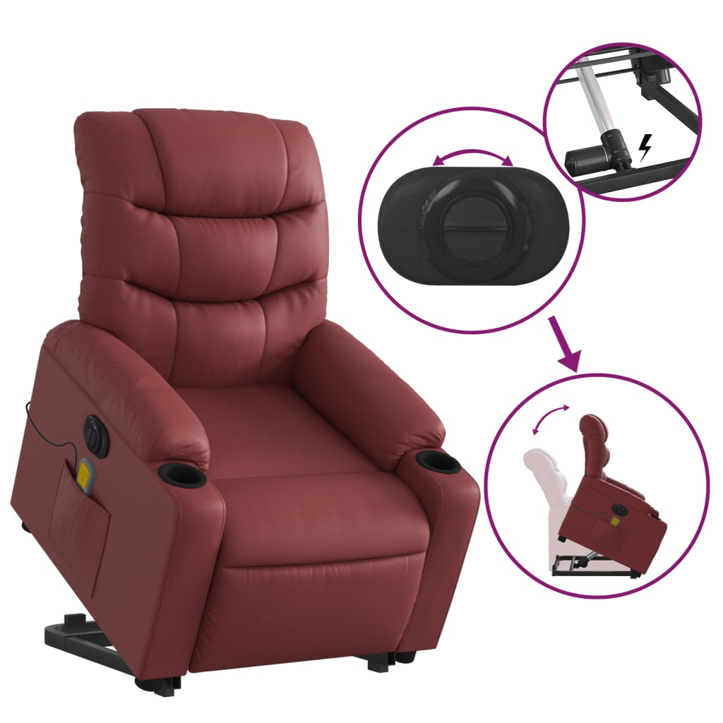 Sta-op-massagestoel elektrisch kunstleer wijnrood is nu te koop bij PeponiXL, paradijselijk wonen!