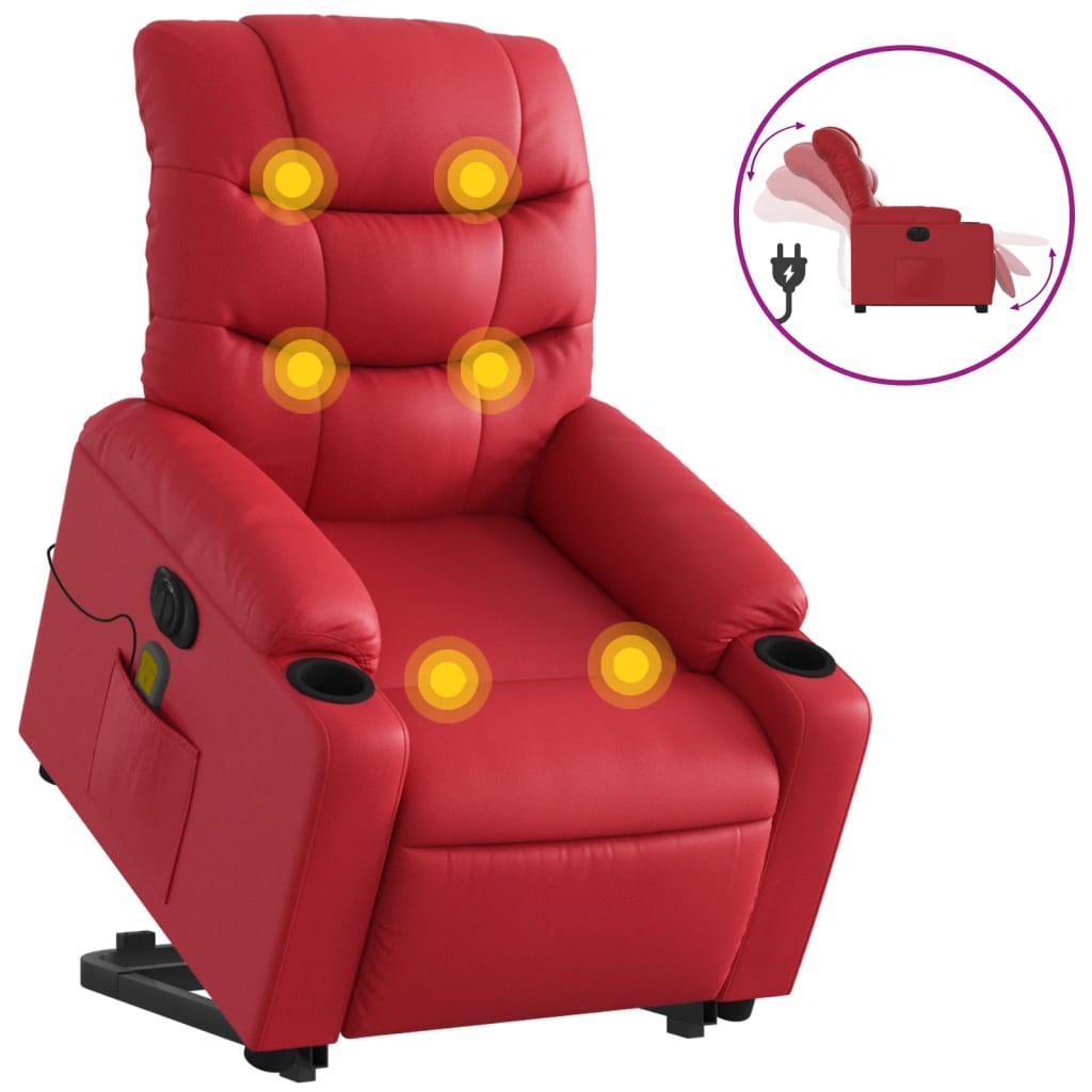 Sta-op-massagestoel elektrisch kunstleer rood is nu te koop bij PeponiXL, paradijselijk wonen!