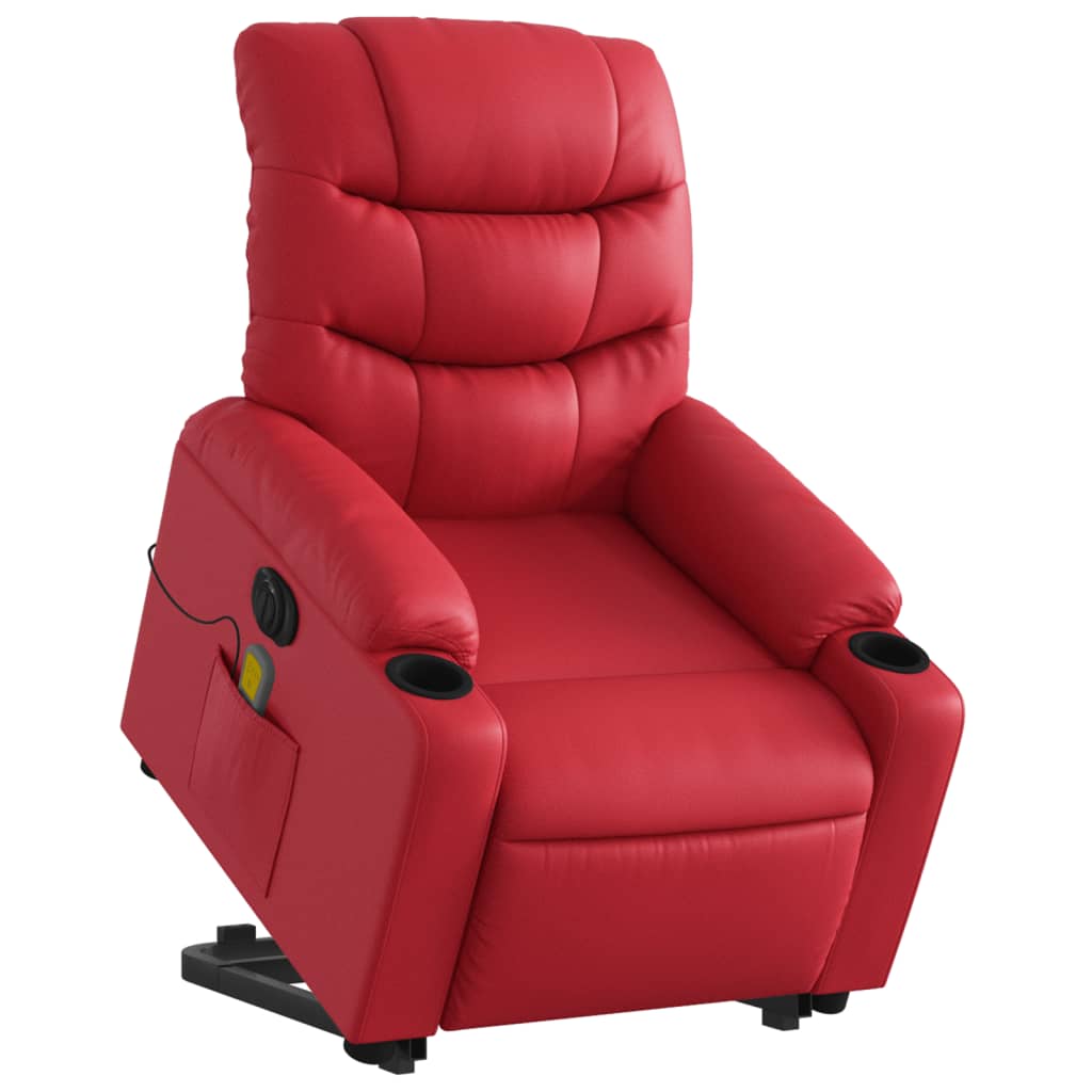 Sta-op-massagestoel elektrisch kunstleer rood is nu te koop bij PeponiXL, paradijselijk wonen!