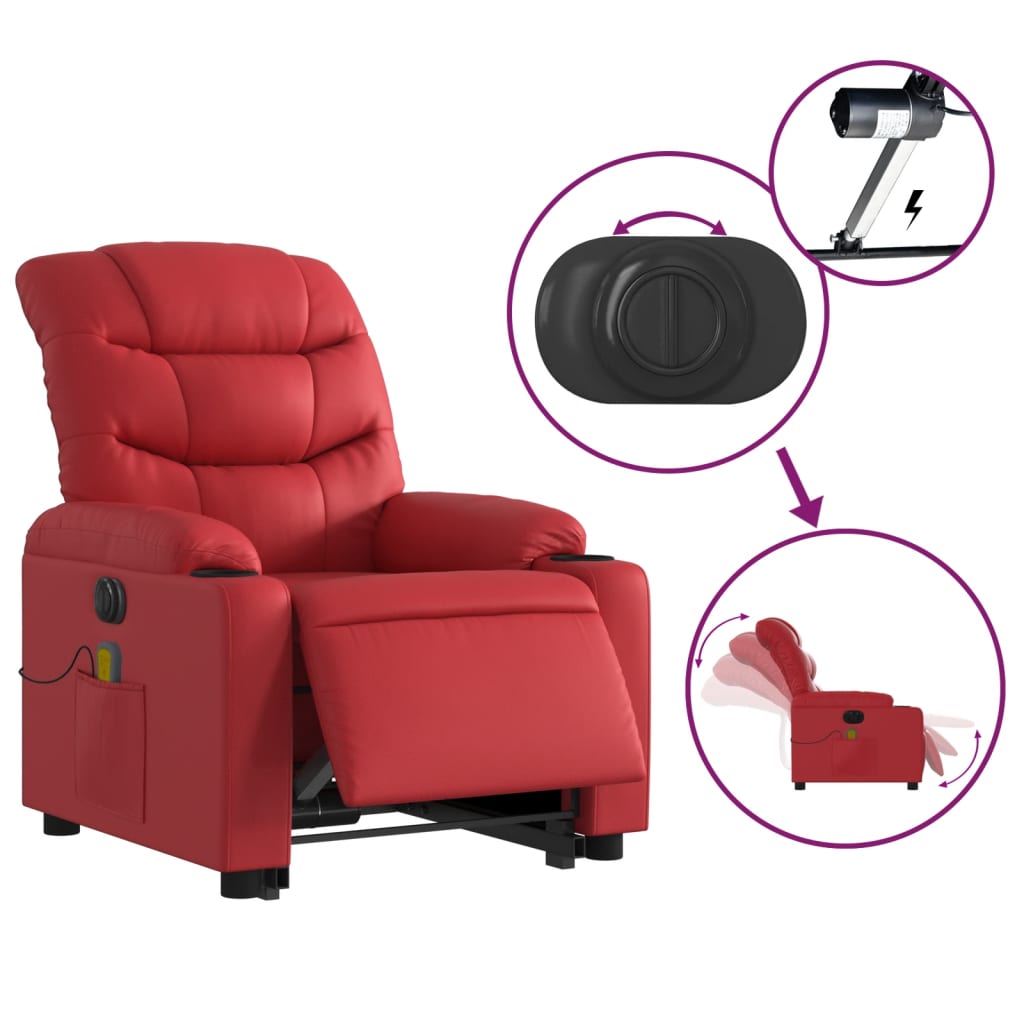 Sta-op-massagestoel elektrisch kunstleer rood is nu te koop bij PeponiXL, paradijselijk wonen!