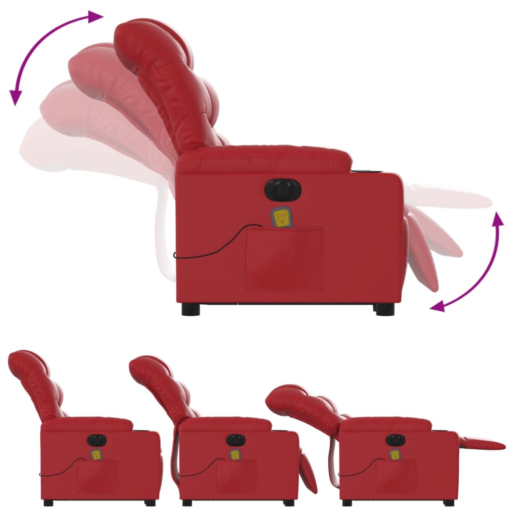 Sta-op-massagestoel elektrisch kunstleer rood is nu te koop bij PeponiXL, paradijselijk wonen!