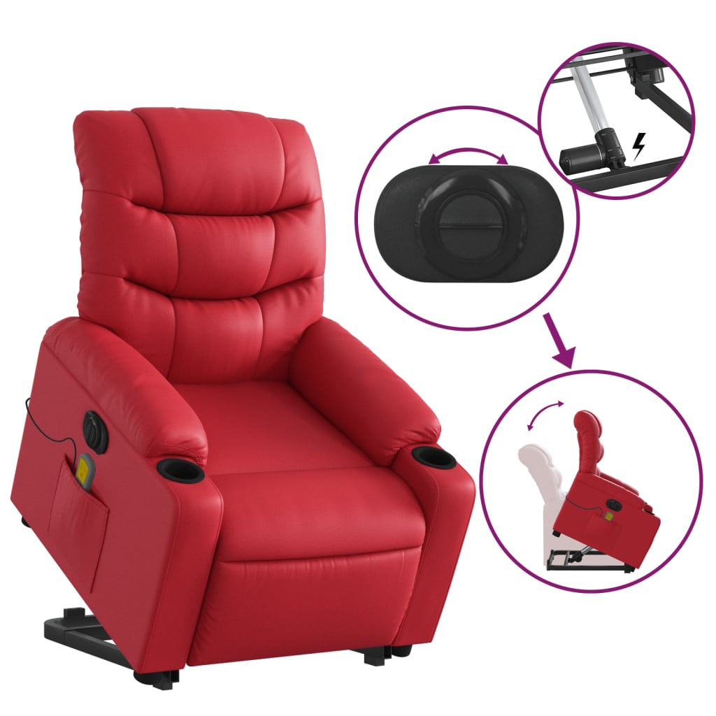 Sta-op-massagestoel elektrisch kunstleer rood is nu te koop bij PeponiXL, paradijselijk wonen!