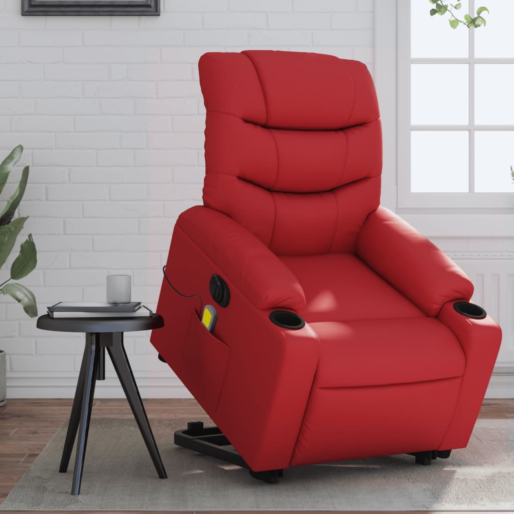 Sta-op-massagestoel elektrisch kunstleer rood is nu te koop bij PeponiXL, paradijselijk wonen!