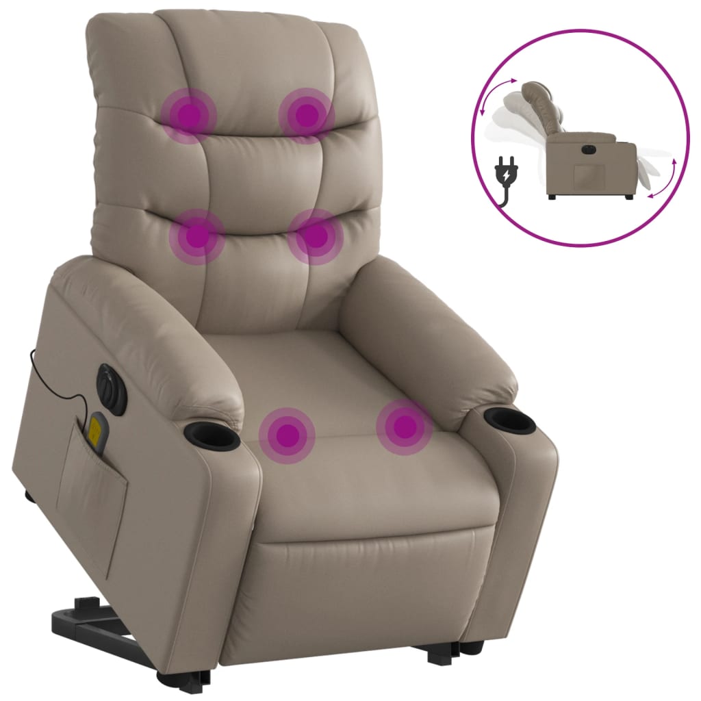 Sta-op-massagestoel elektrisch kunstleer cappuccinokleurig is nu te koop bij PeponiXL, paradijselijk wonen!